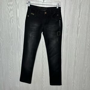 Minerals skinny jeans with embroidery and writing graffiti style‎